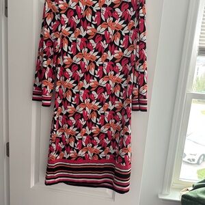 Floral Long Sleeve Dress - Pink and Orange